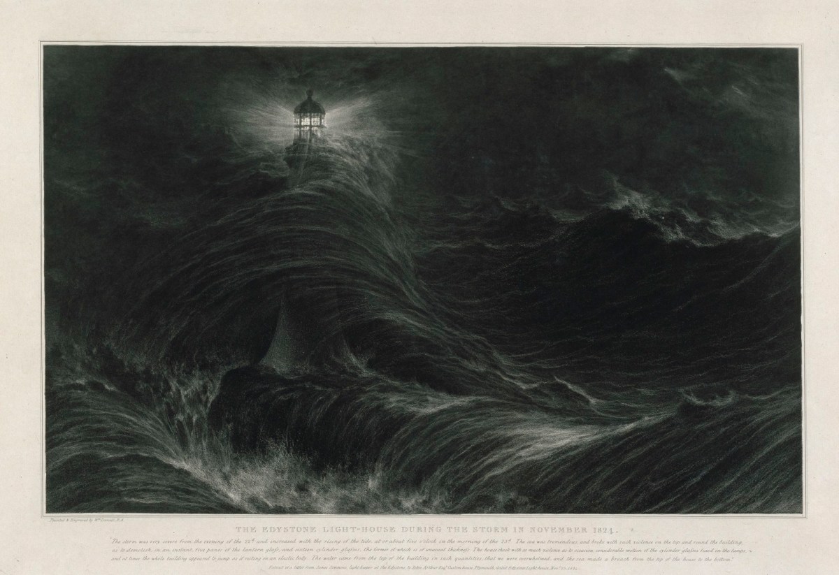 William Daniell RA, The Edystone Lighthouse during the Storm in November 1824
