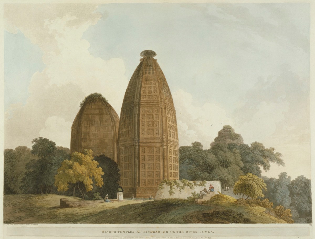 Thomas Daniell RA, Hindoo Temples at Bindrabund on the River Jumna