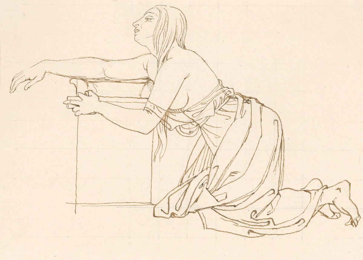 John Gibson RA, Preparatory drawing for 'Psyche Kneeling at the Shrine'