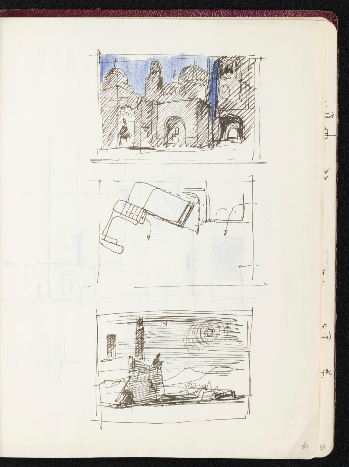 Sir Hugh Casson PRA, Sketchbook with designs and notes