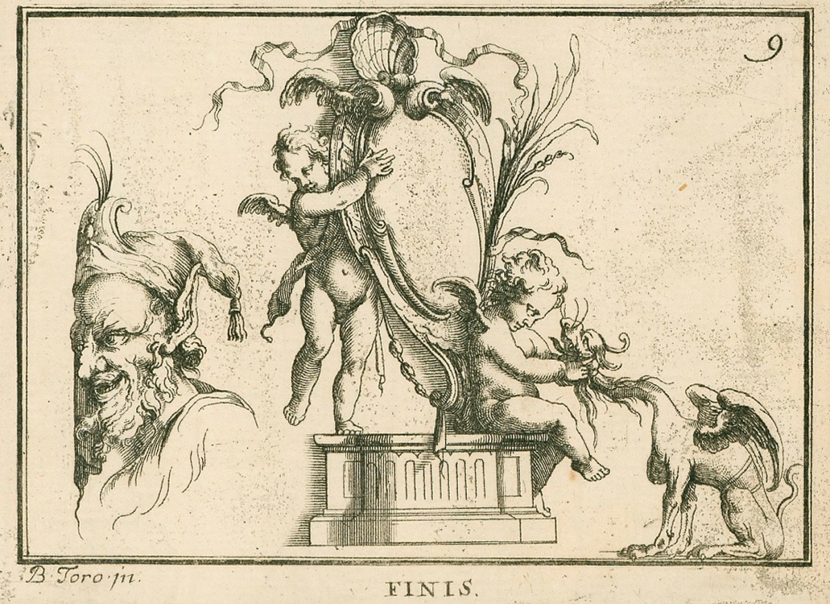 Jean Bernard Toro, Fantastic turbanned head with two putti and a griffin
