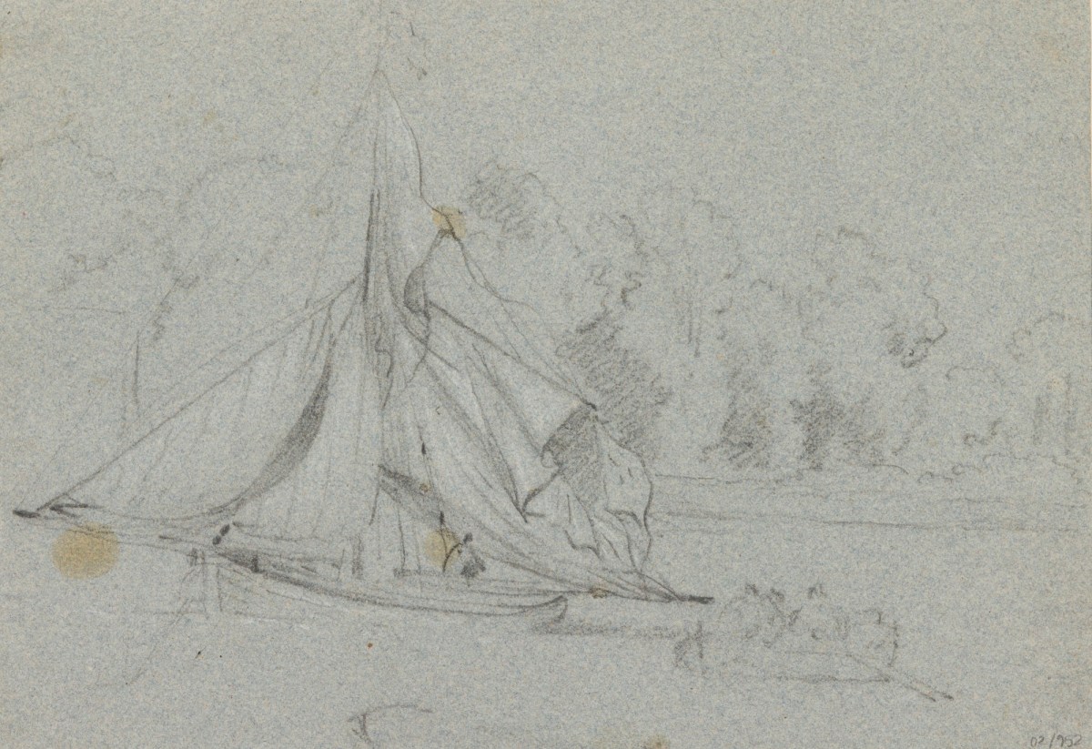 Philip Reinagle RA, Sailing boat on a lake or river