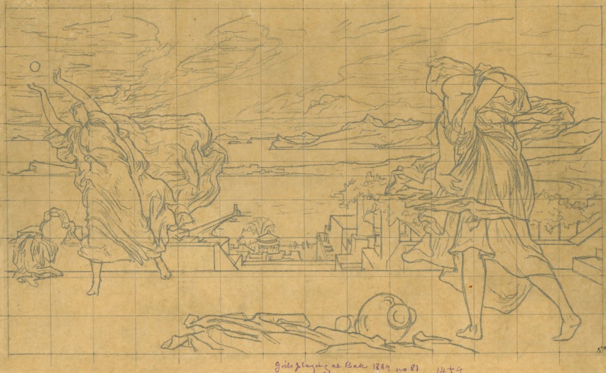 Lord Leighton PRA, Squared up tracing for 'Greek Girls Playing at Ball'