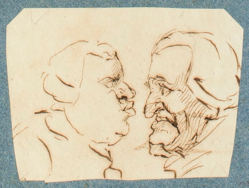 William Daniell RA, Two caricature male heads in profile