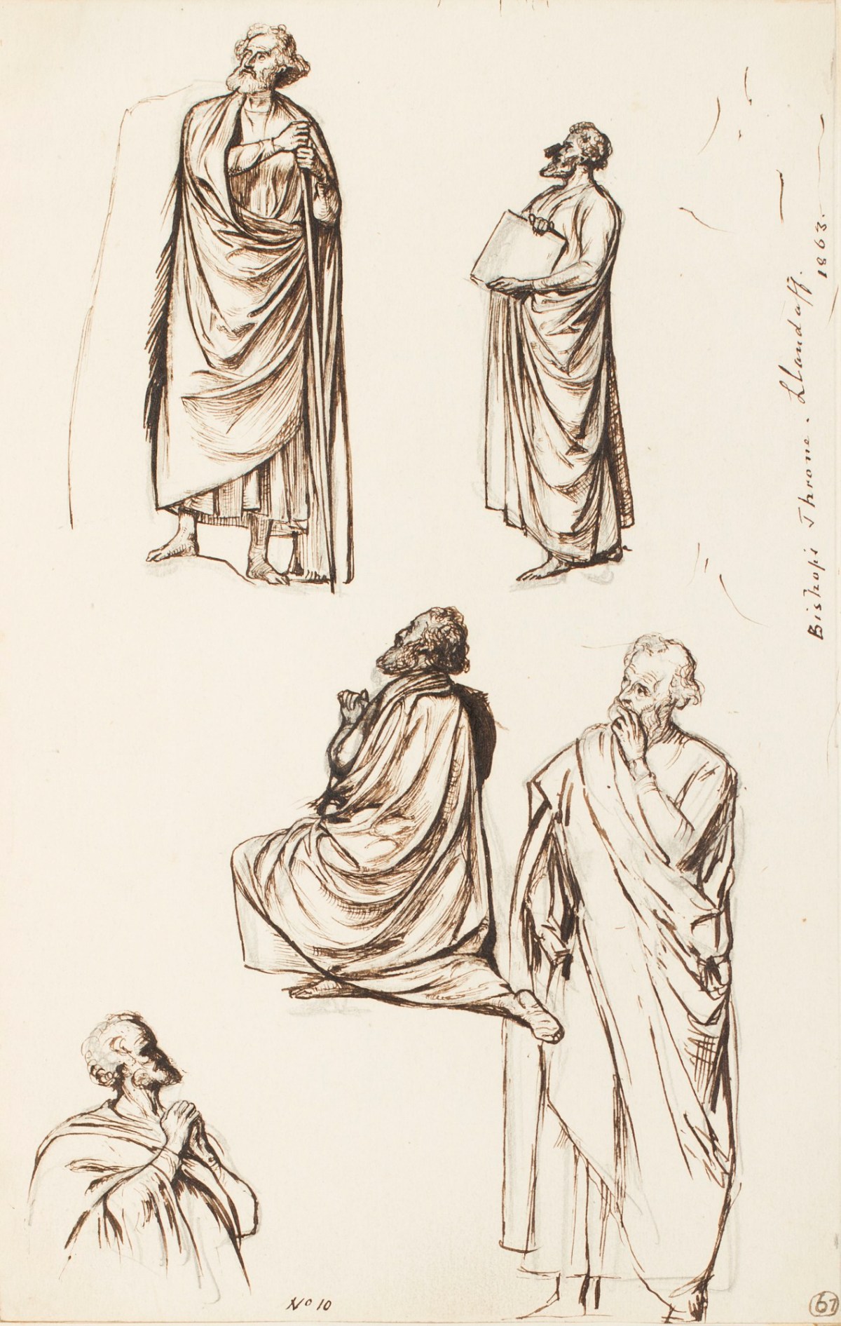 Henry Hugh Armstead RA, Figure studies for carvings on the Bishop's Throne, Llandaff Cathedral