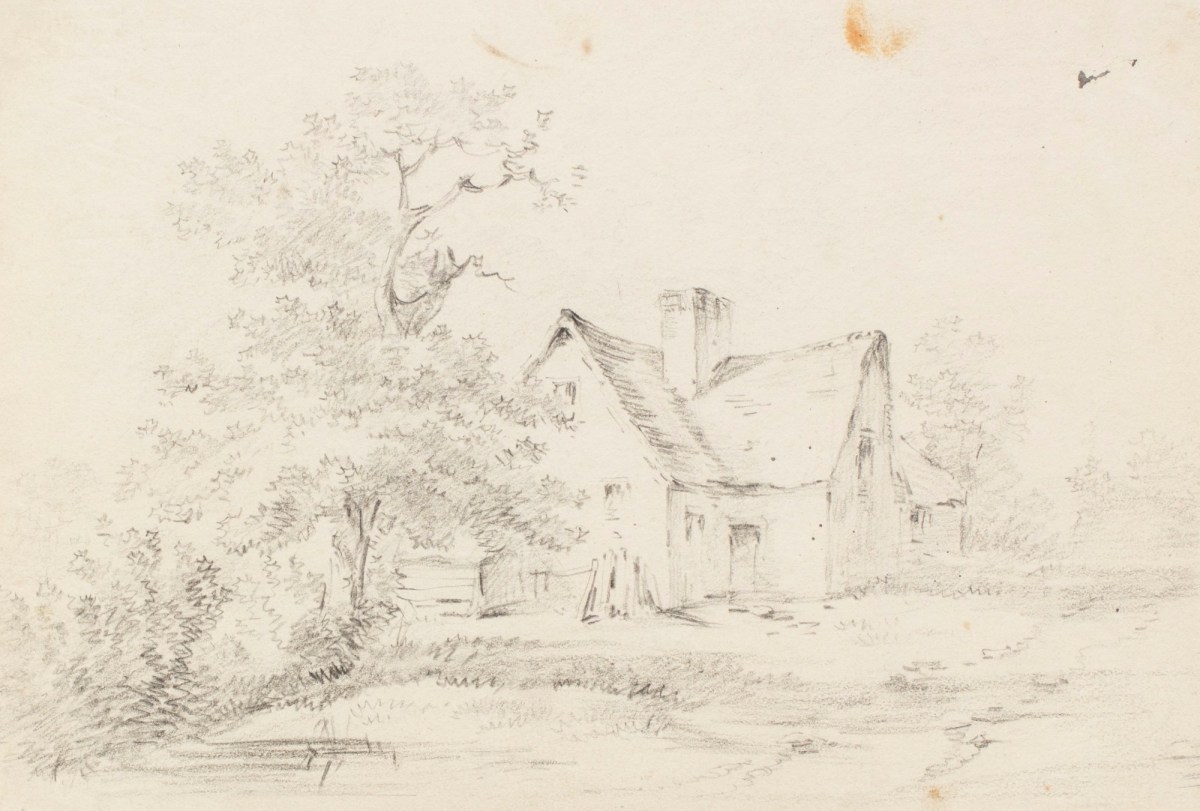Philip Reinagle RA, Drawing of a house in a rural setting