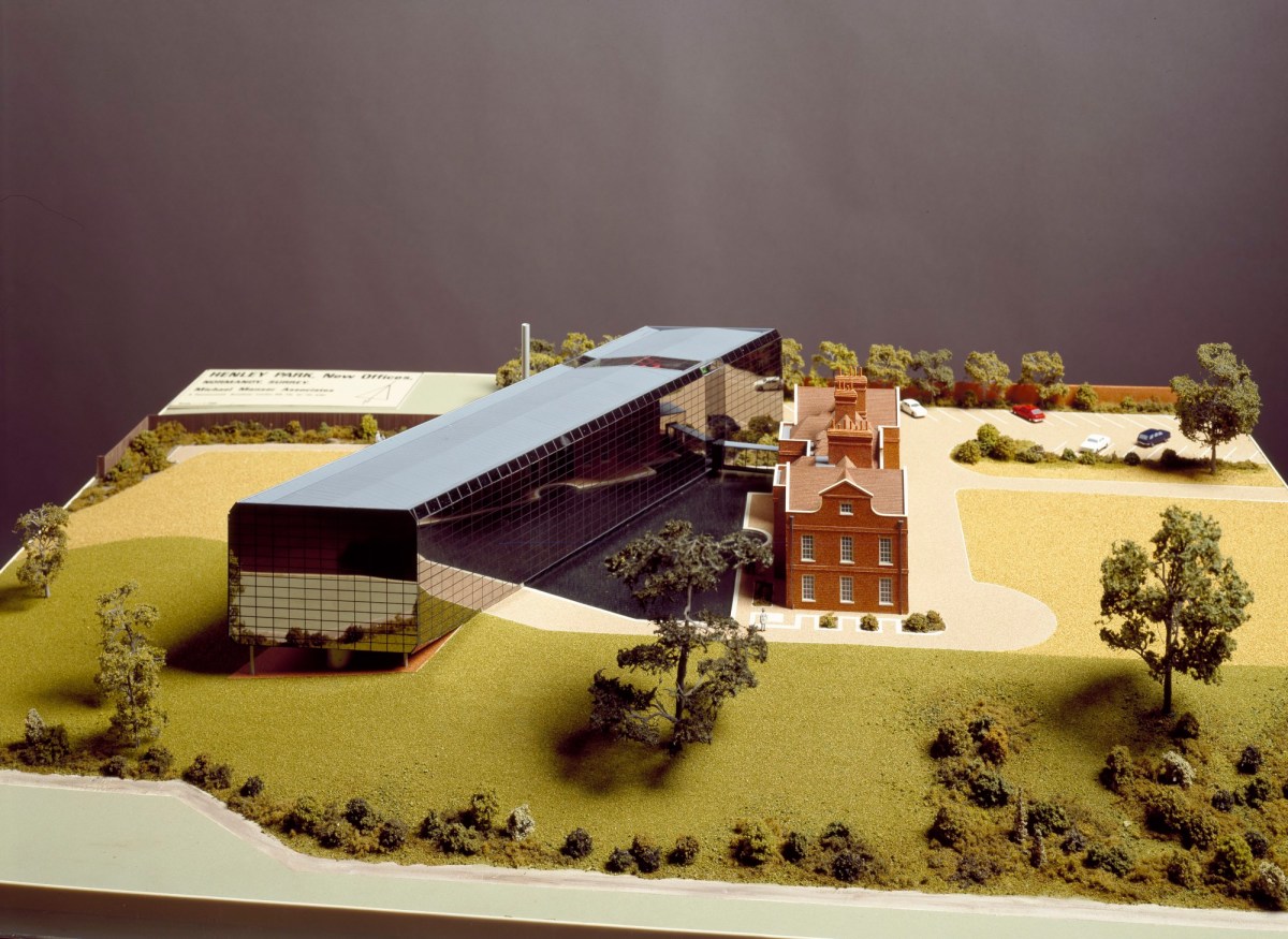 Michael Manser RA, Design model of office extension building, Henley Park, Normandy, Surrey, for Volks Limited: model