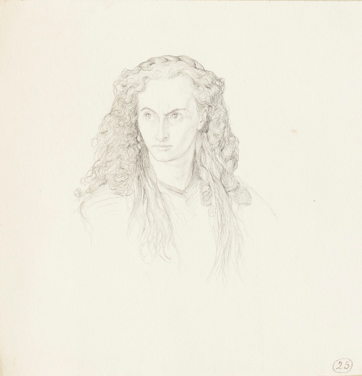 Henry Hugh Armstead RA, Head and shoulders portrait of a woman with long hair