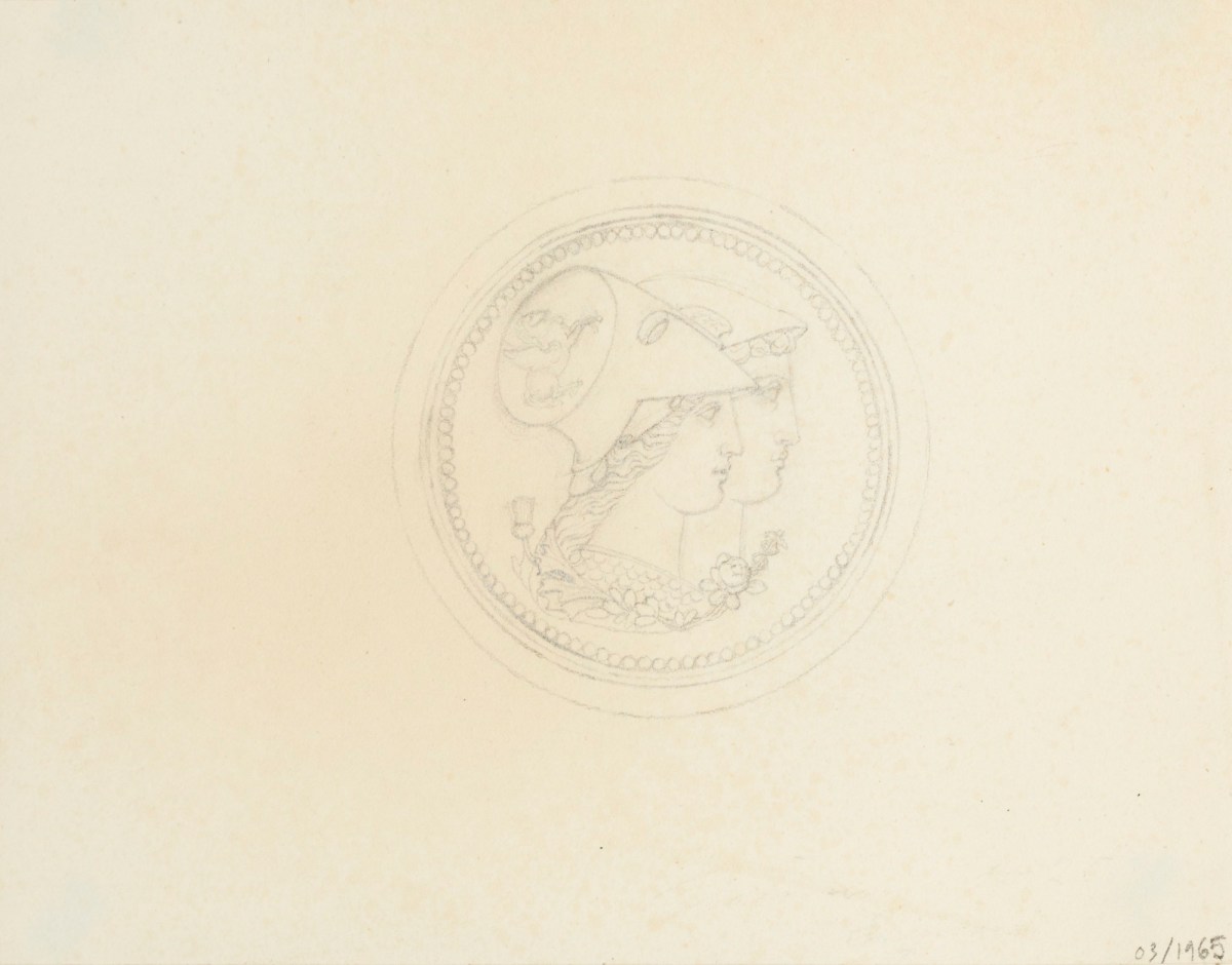 John Flaxman RA, Design for a medallion with Minerva and Mercury