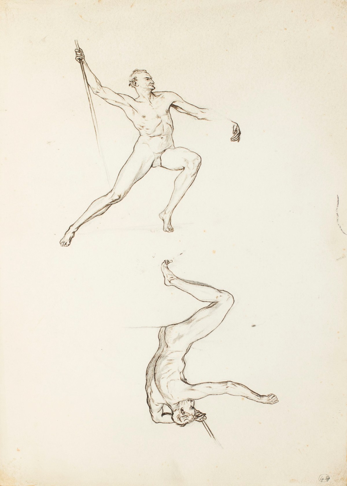 Henry Hugh Armstead RA, Two studies of a male nude for the "Milton Fountain"