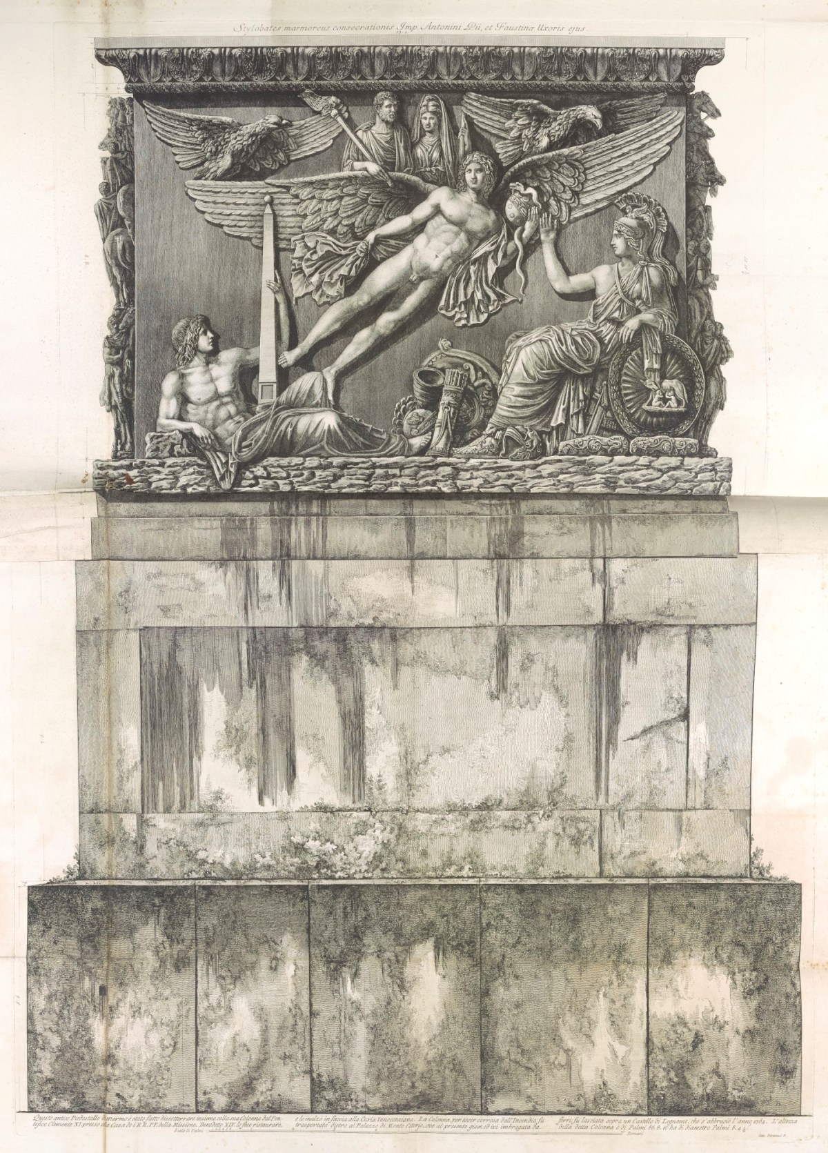 Unsigned, Elevation of the new base, incorporating the bas-relief of the apotheosis of Antoninus Pius and his consort Faustina