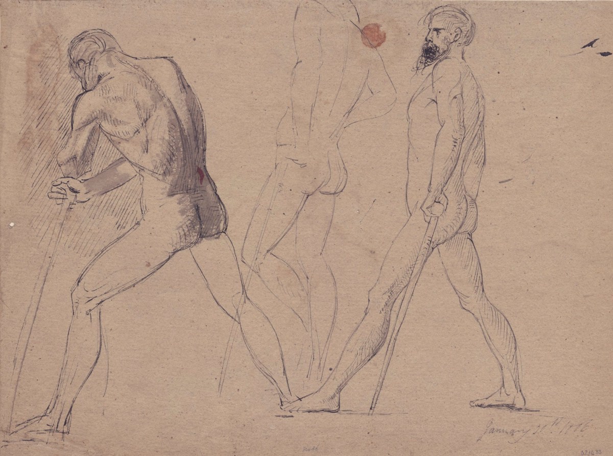 Benjamin Robert Haydon, Studies of a male nude in profile