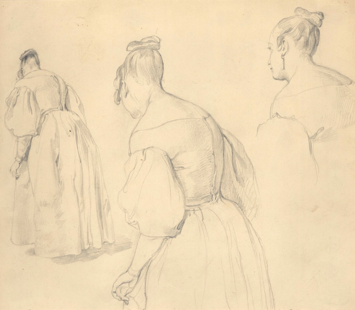 Solomon Alexander Hart RA, Sketches of a woman seen from the back