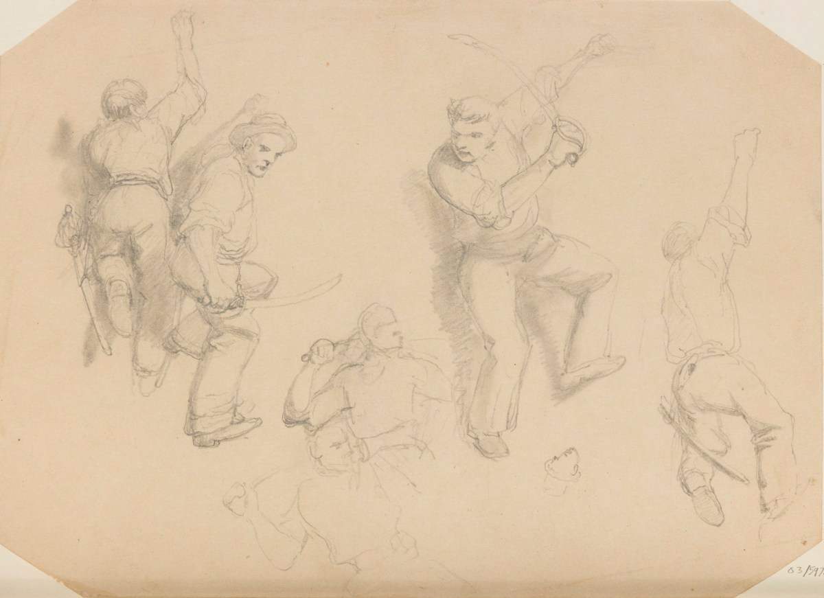 Clarkson Stanfield RA, Sketches of fighting sailors, possibly for 'The Battle of Trafalgar'