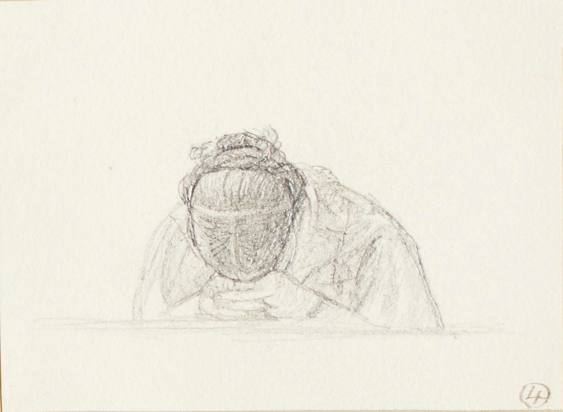 Henry Hugh Armstead RA, Study of the head and shoulders of a woman with her head bowed