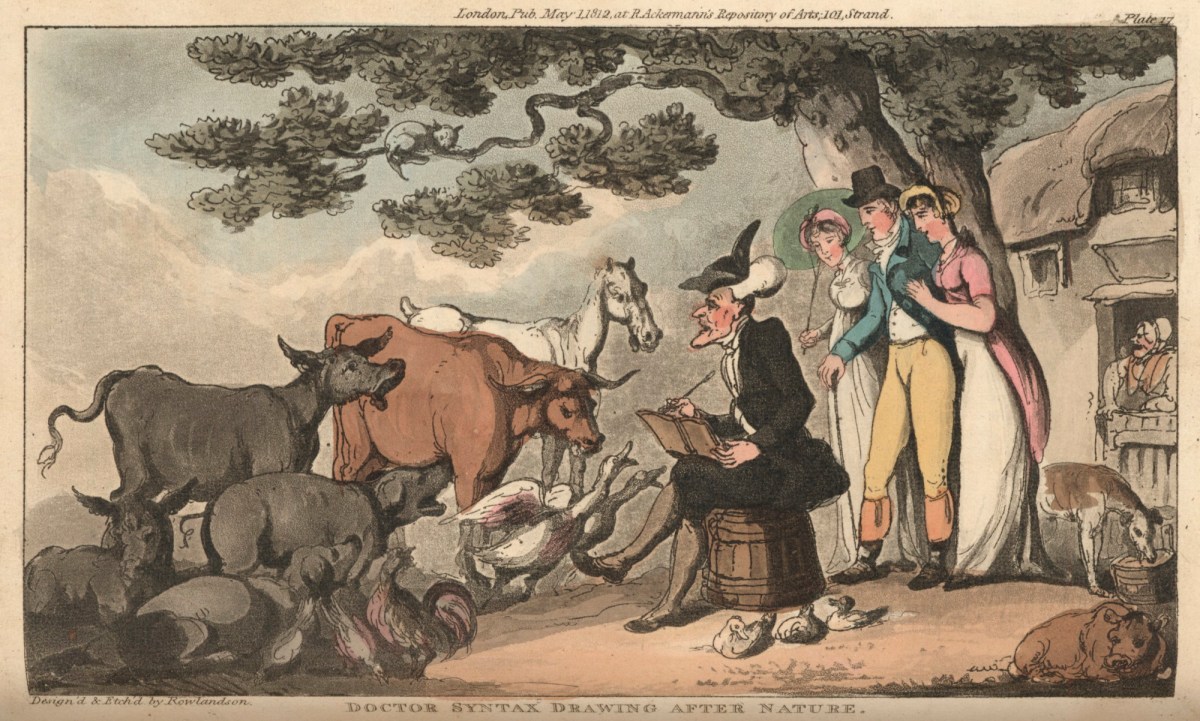 Thomas Rowlandson, Doctor Syntax drawing after nature