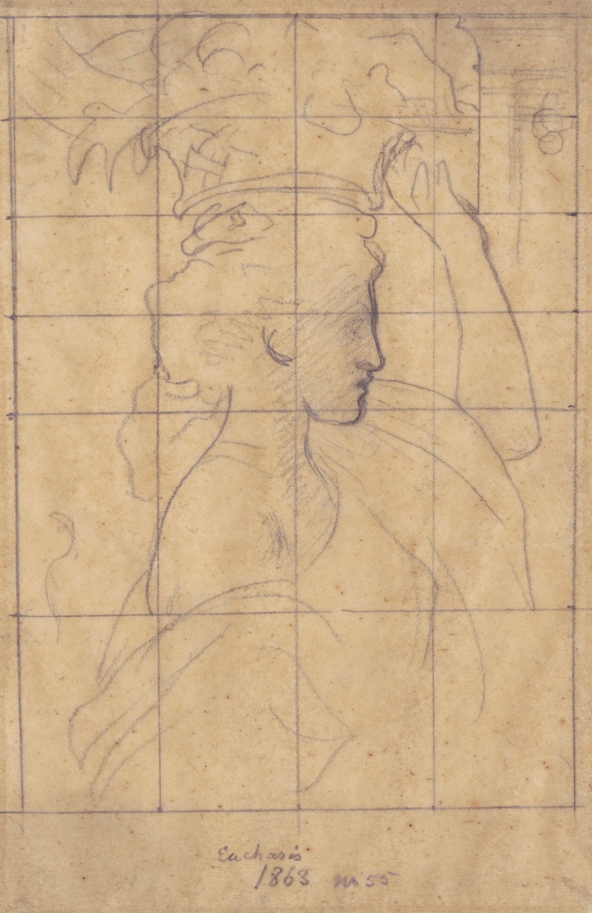 Lord Leighton PRA, Squared up tracing for 'Eucharis'