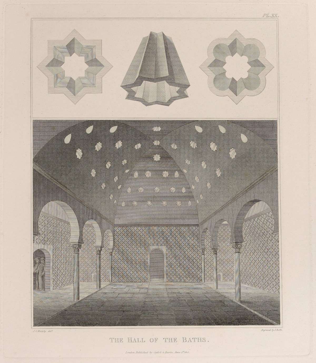 James Cavanah Murphy, Plate 20: The Hall of the Baths, Alhambra palace, Granada