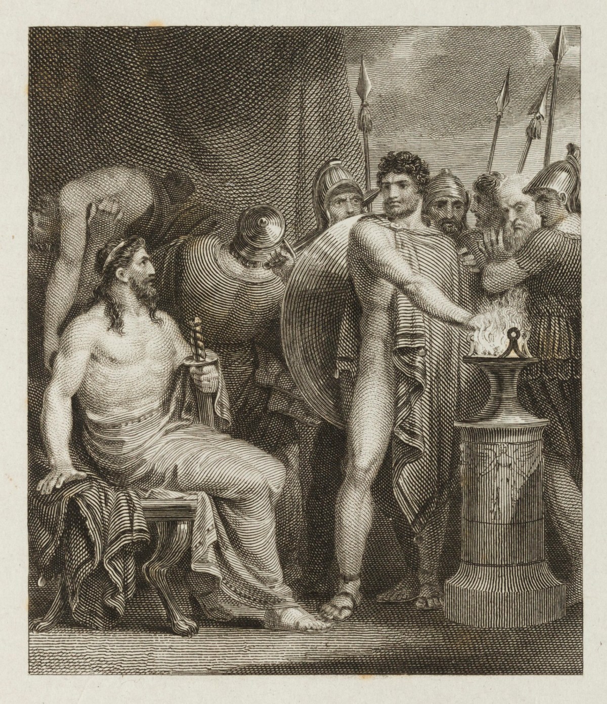 Henry Howard RA, Mutius Scaevola thrusting his hand into the fire before Porsenna