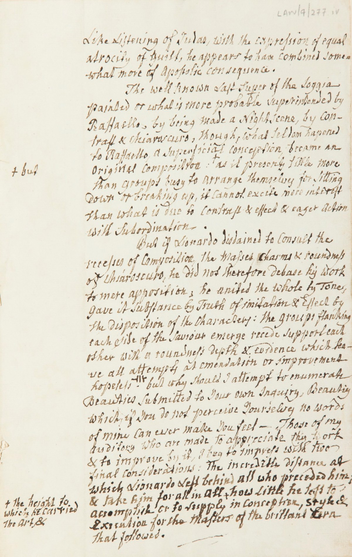 , Henry Fuseli, draft lecture on The Last Supper by Leonardo da Vinci