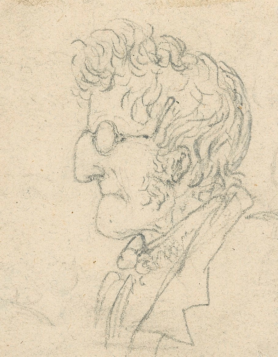 Sir Edwin Landseer RA, Head and shoulders of a man wearing spectacles, in profile