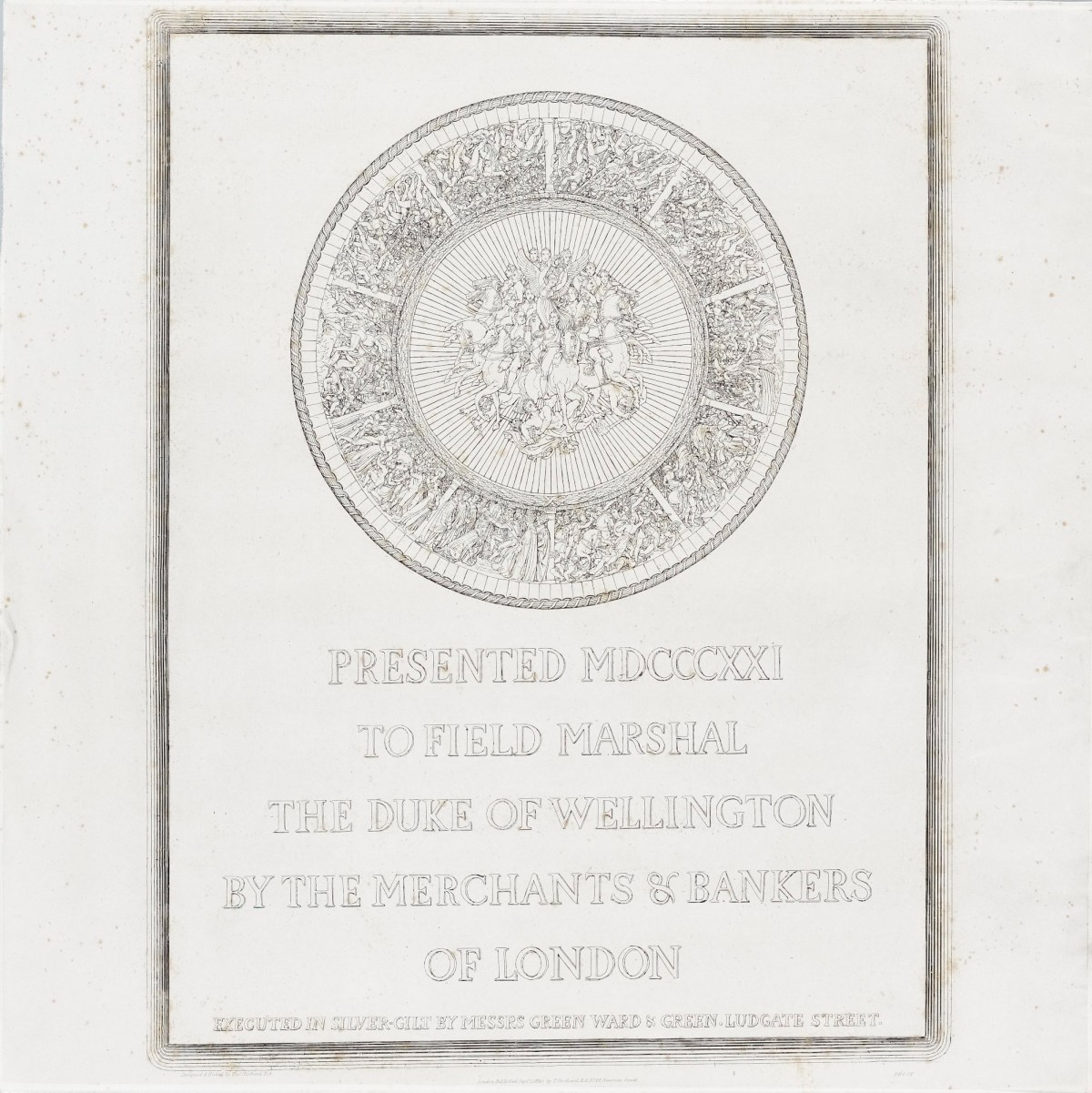Thomas Stothard RA, The Wellington Shield : outline design and lettering