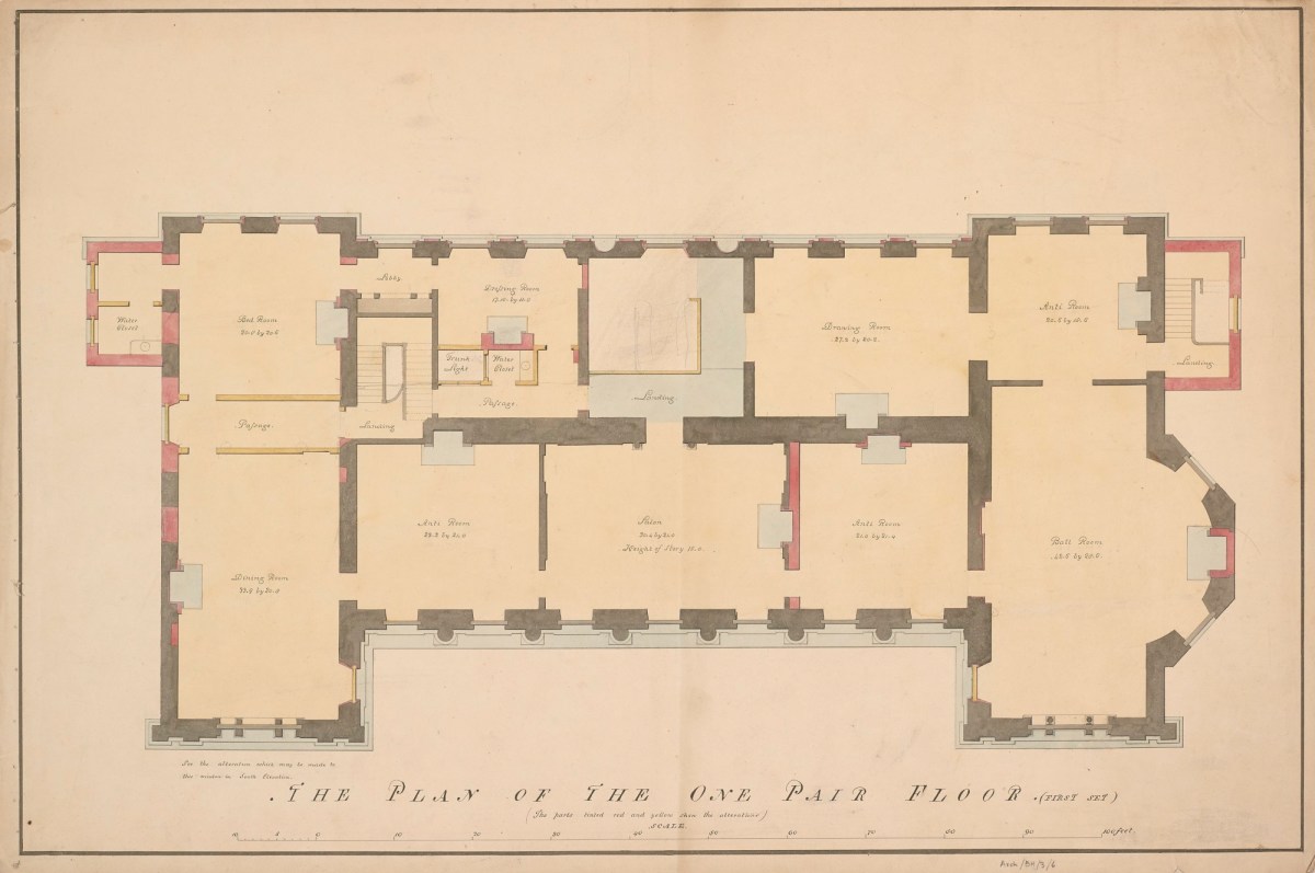 Samuel Ware, Alternative designs for alterations and additions to Burlington House, Piccadilly, Westminster, London: principal floor plan