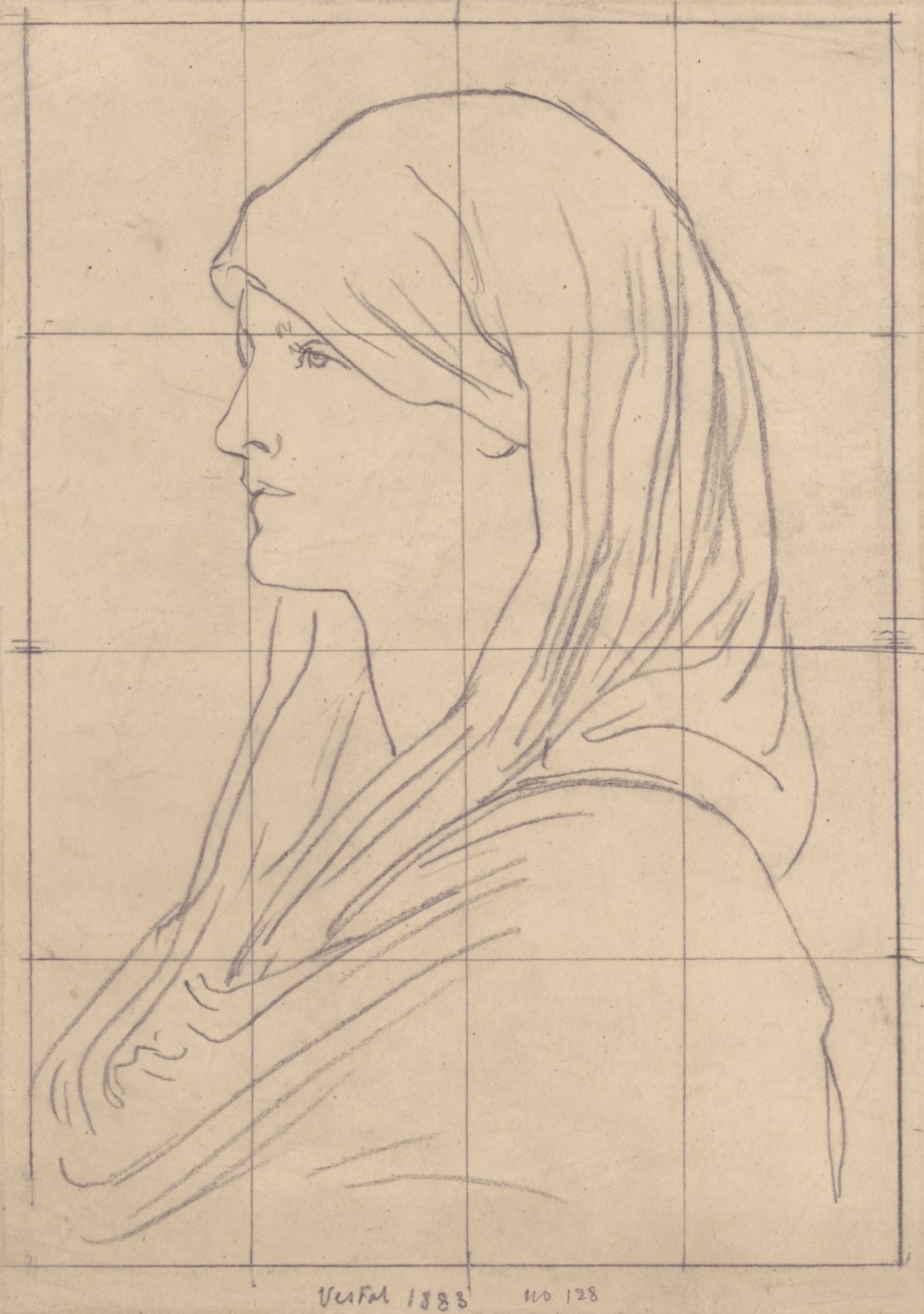 Lord Leighton PRA, Squared up tracing for 'The Vestal'