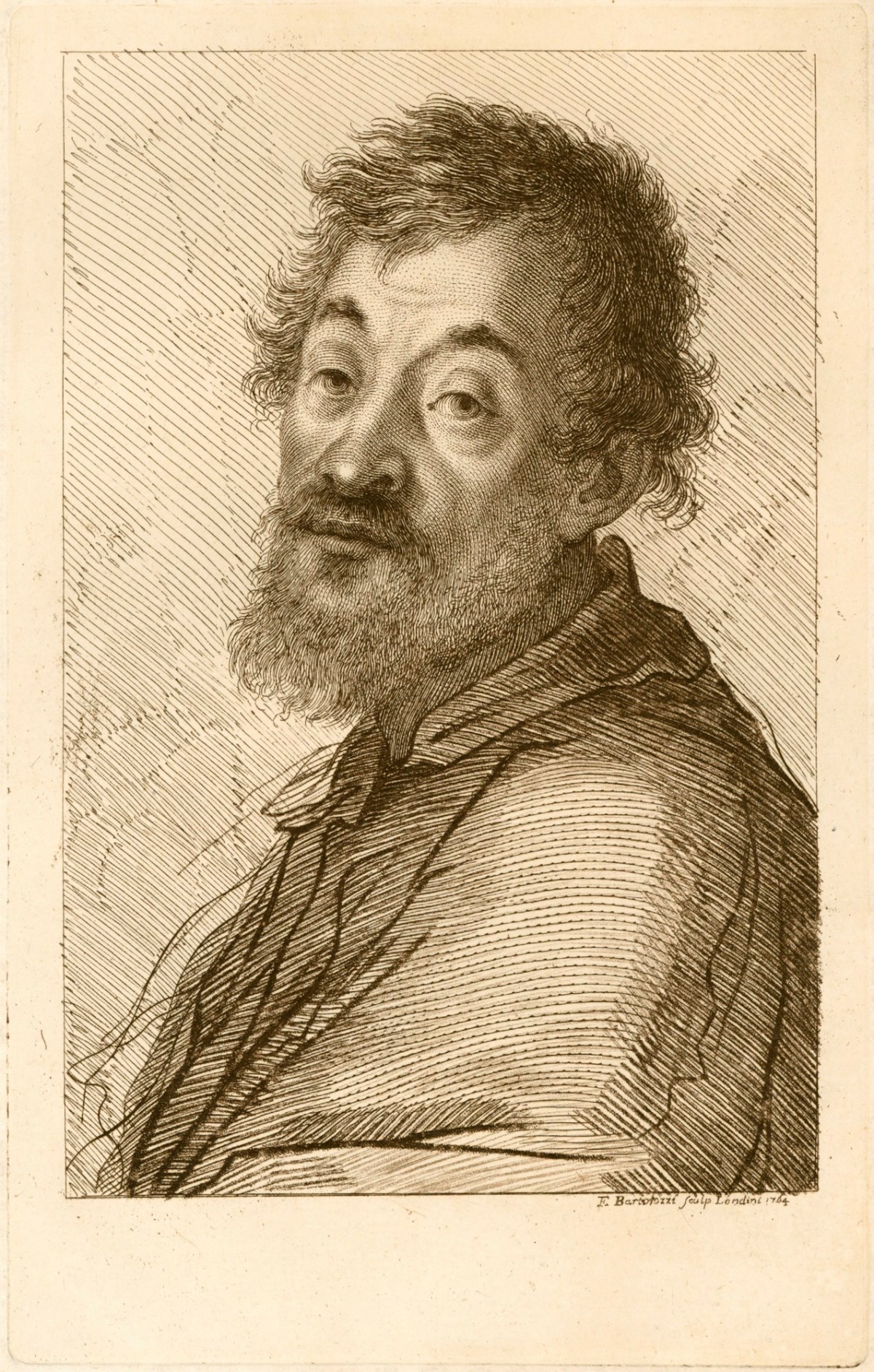 Francesco Bartolozzi RA, Portrait of a bearded man (possibly Giulio Romano)