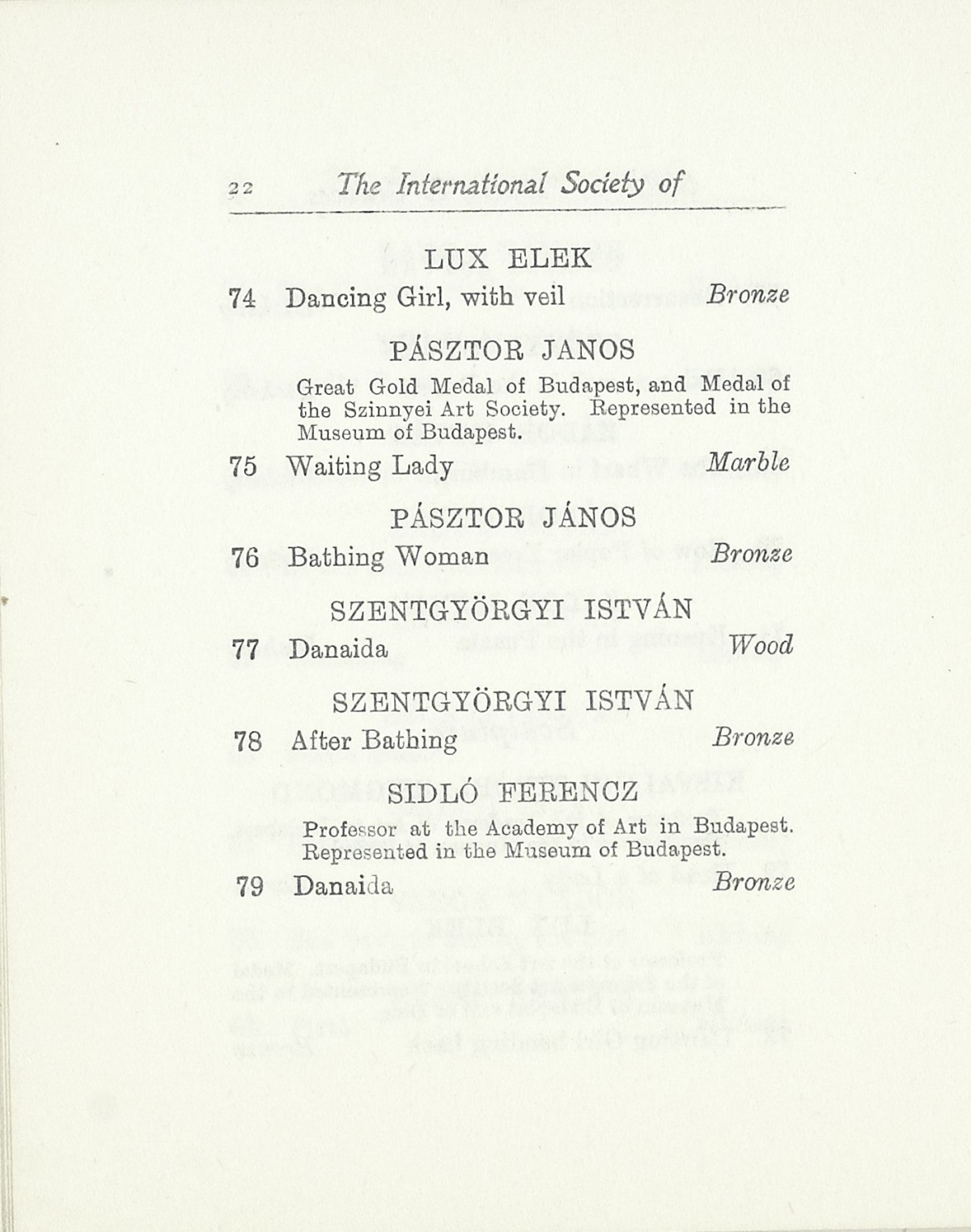 1925 International Society of Sculptors, Painters & Gravers 29th