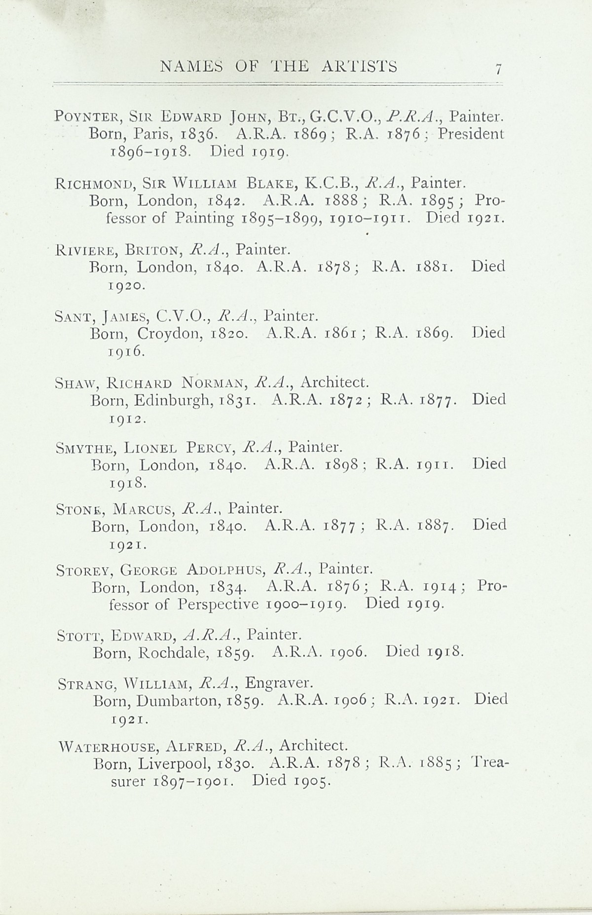 Page 9 of 1922 - Exhibition of Works by recently deceased Members of the Royal Academy