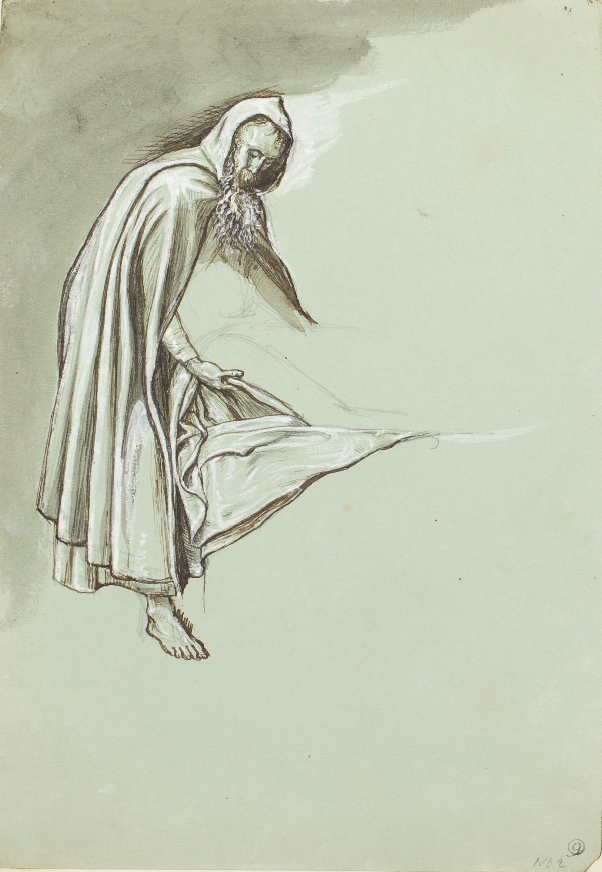 Henry Hugh Armstead RA, Study of a man supporting the head of another figure, for the reredos of Hythe Church, Kent