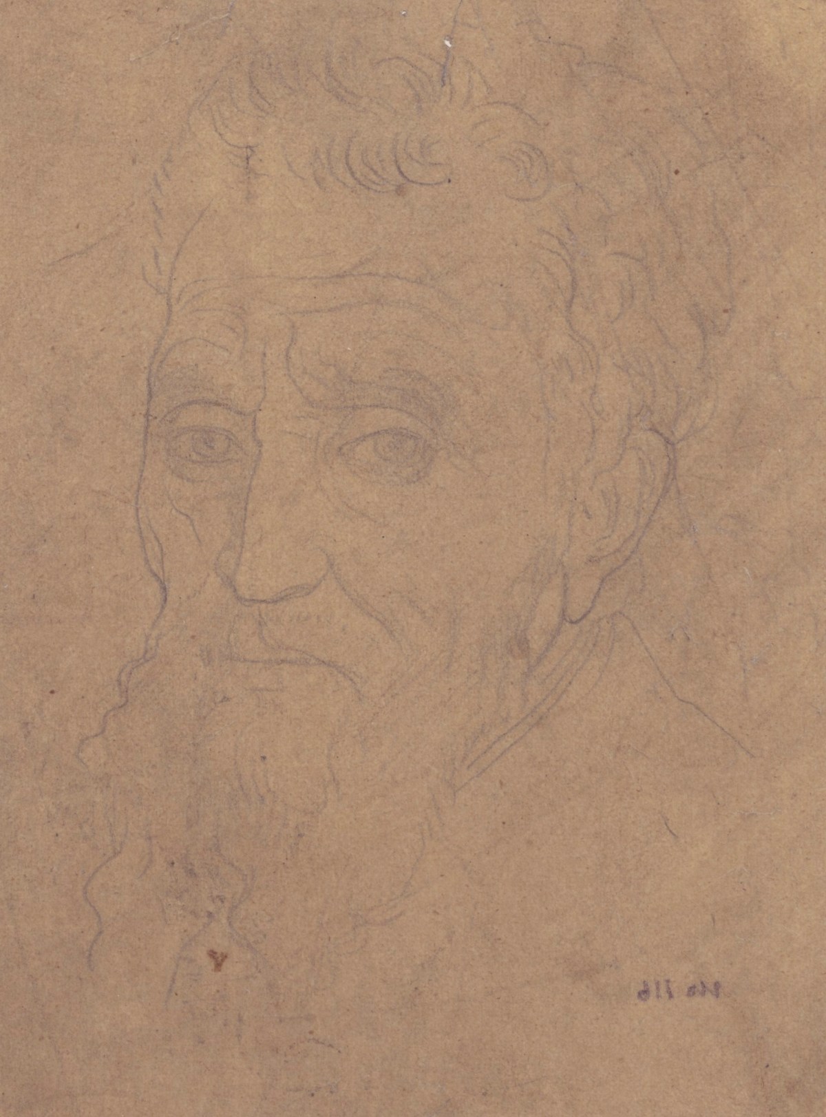 Lord Leighton PRA, Tracing for a portrait, possibly after a portrait of Michelangelo