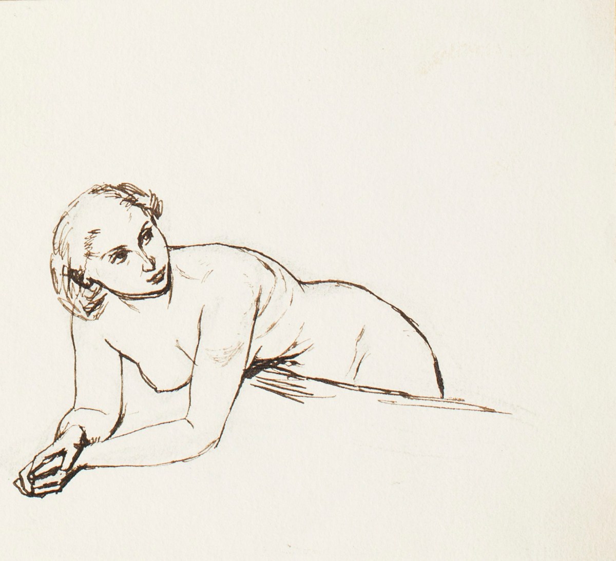 Henry Hugh Armstead RA, An outline drawing of a half-length female nude