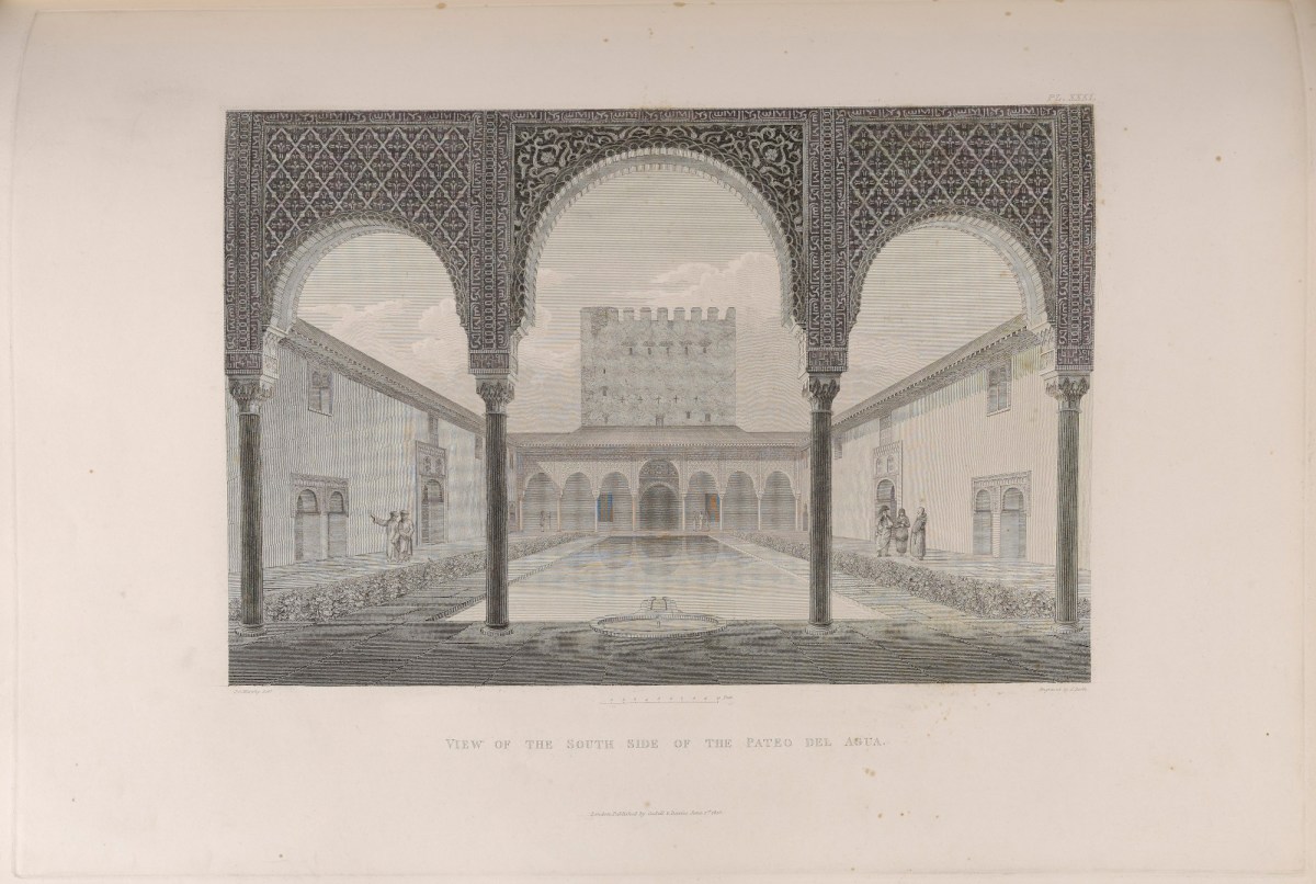 James Cavanah Murphy, Plate 31: View of the South Side of the Pateo del Agua, Alhambra palace, Granada