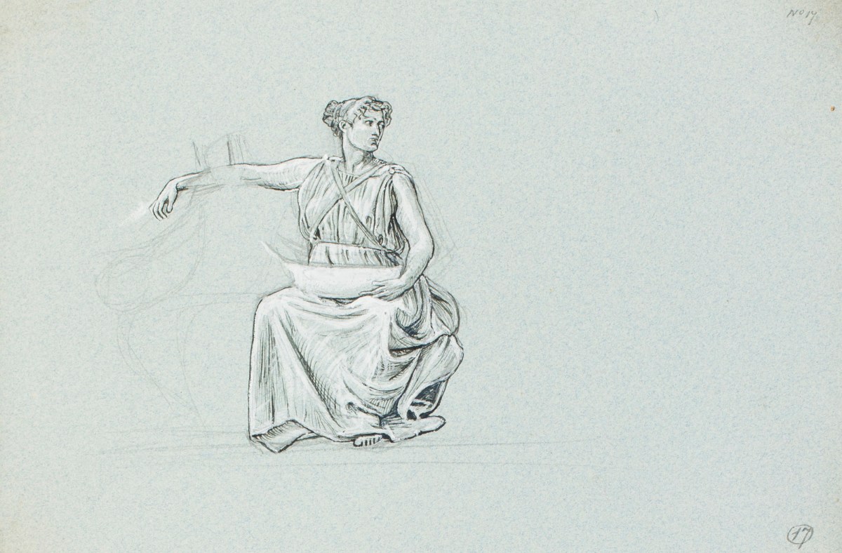 Henry Hugh Armstead RA, Study of a seated female figure for a "Coinage competition"