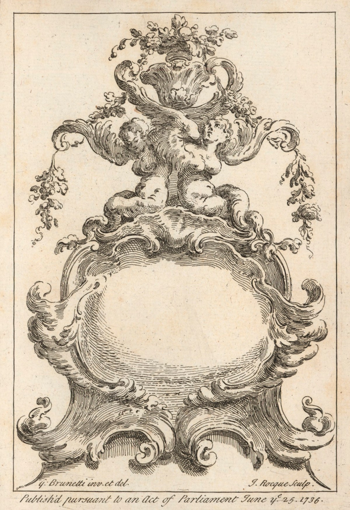 Gaetano Brunetti, Cartouche surmounted by two mermaids