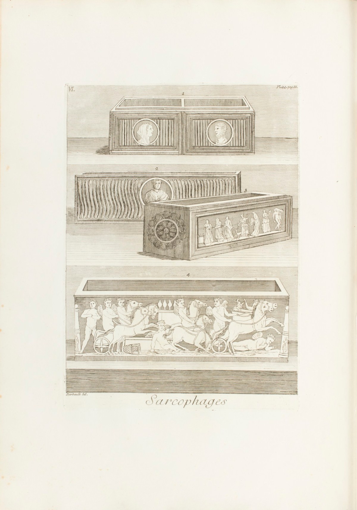 Jean Barbault, 'Sarcophages: Planche VI.'