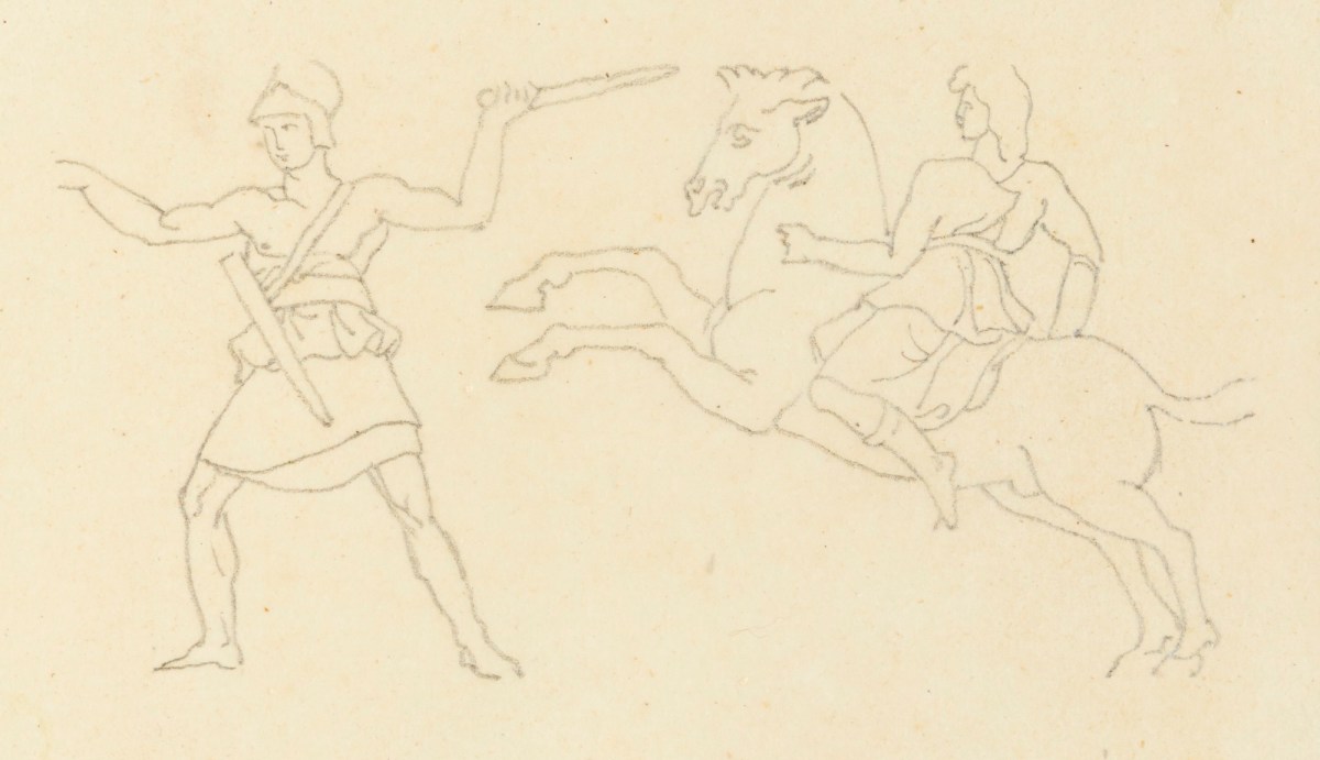 Richard Westmacott the Younger RA, Tracing after drawings based on the frieze at the Temple of Artemis Leucophryne (or Leucophrys), Magnesia