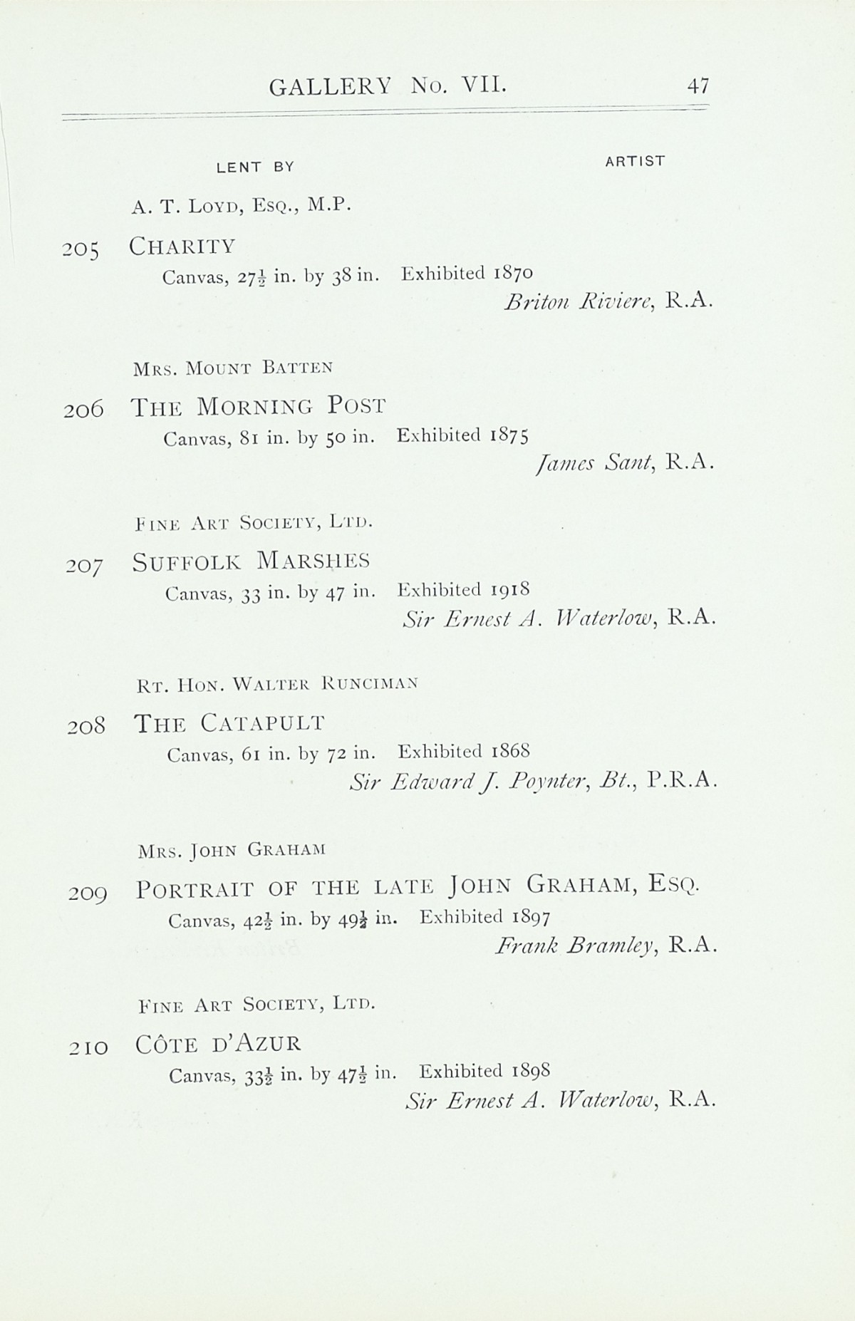 Page 49 of 1922 - Exhibition of Works by recently deceased Members of the Royal Academy