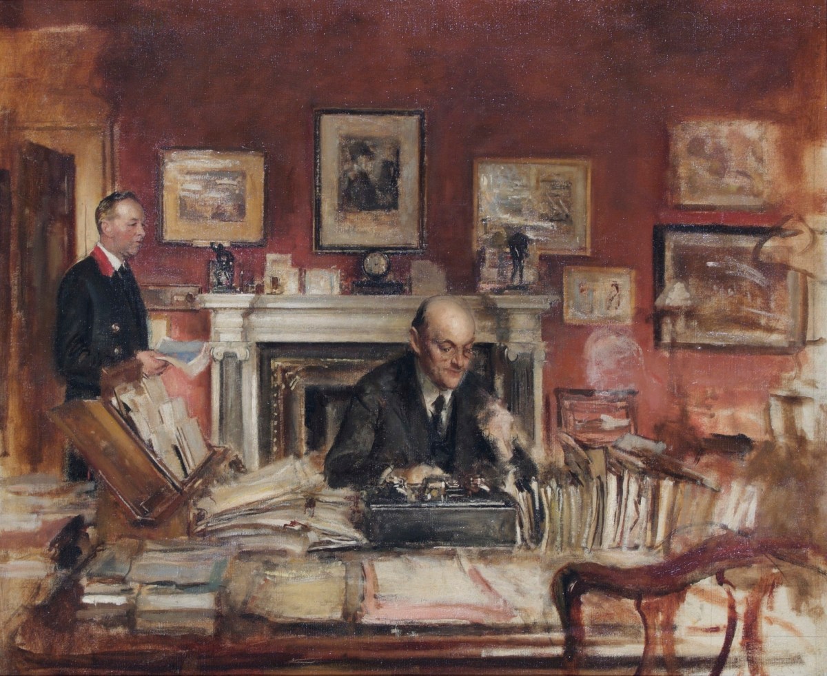Sir Walter Westley Russell RA, Sir Walter Lamb K.C.V.O. and John Coy in the Secretary's Room of the Royal Academy