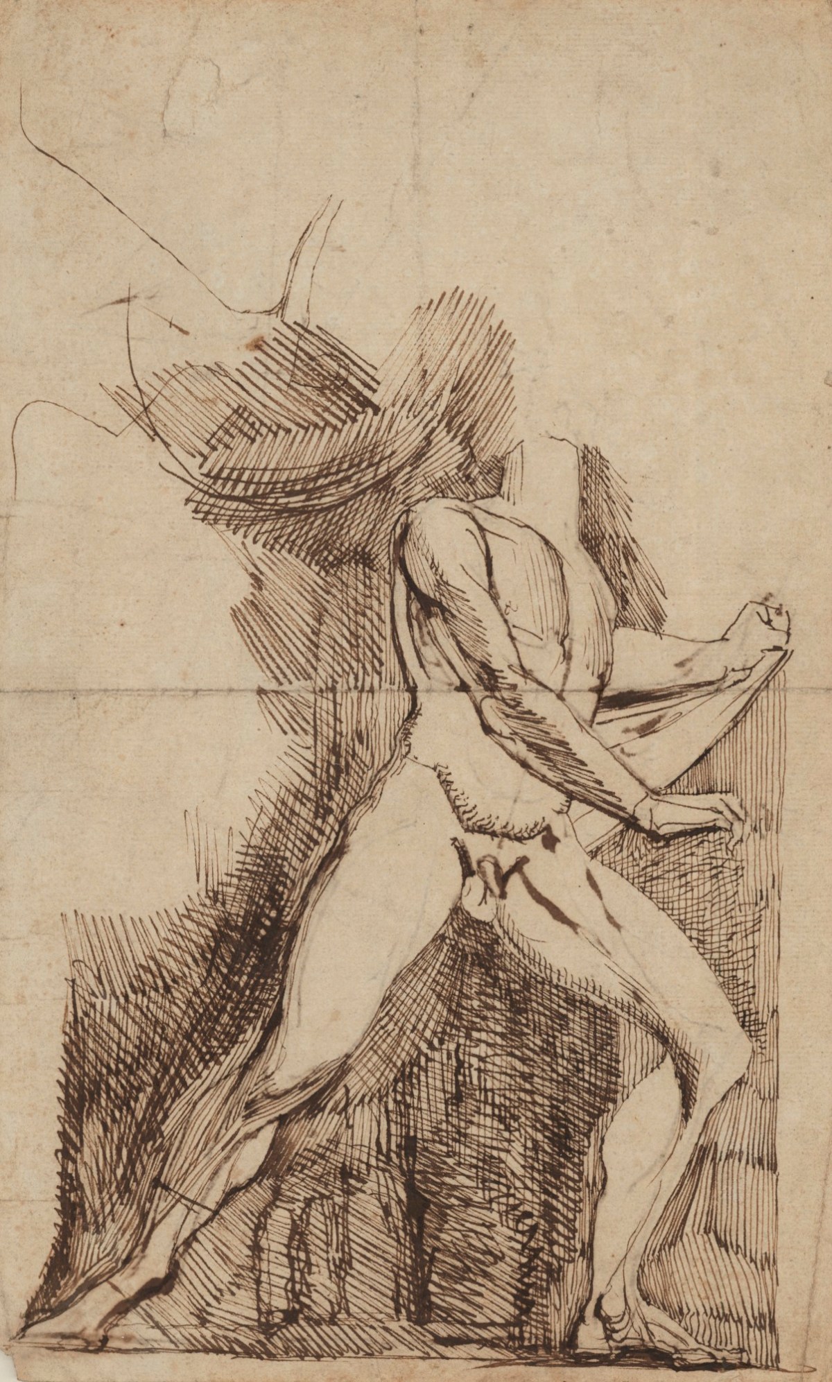 Henry Fuseli RA, Sketch of a nude male figure in the pose of the Dioscuri