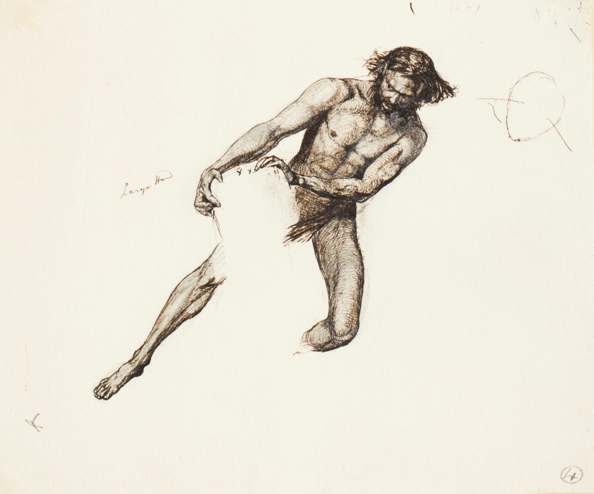 Henry Hugh Armstead RA, Nude study of a male figure for an illustration