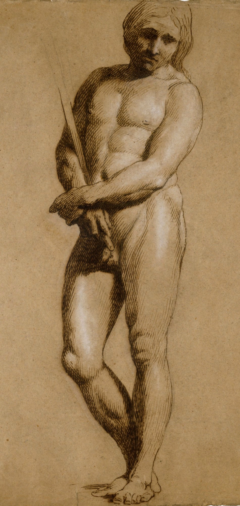 James Barry RA, A standing male nude holding a palm, possibly for 'Crowning the Victors at Olympia'