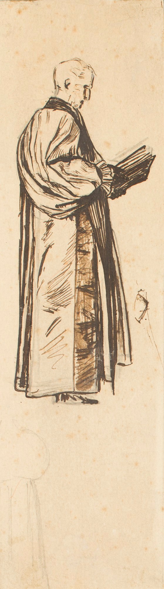 Henry Hugh Armstead RA, A study of a clergyman in profile, for a stone figure of Bishop Ollivant