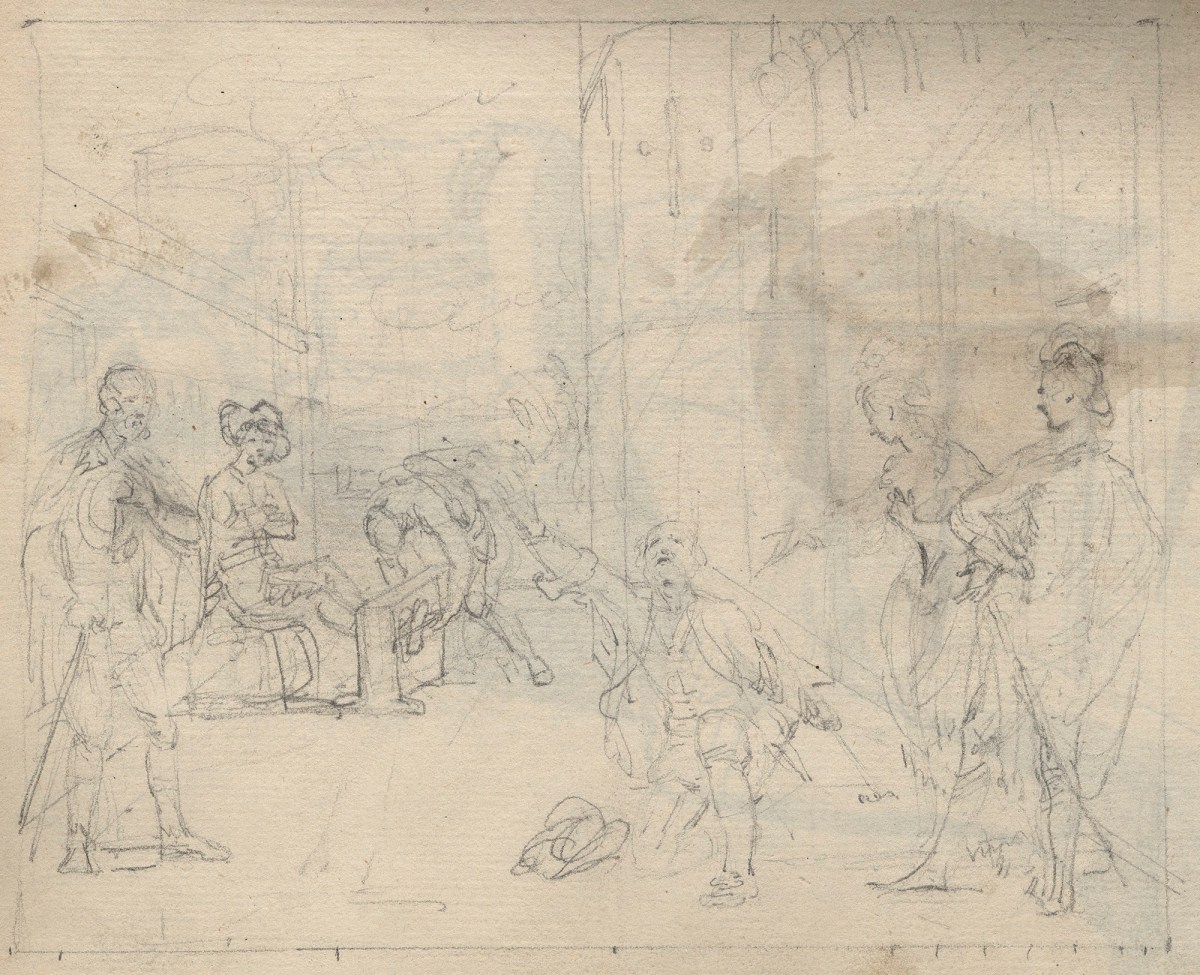 Unknown artist, Leaf from a sketchbook