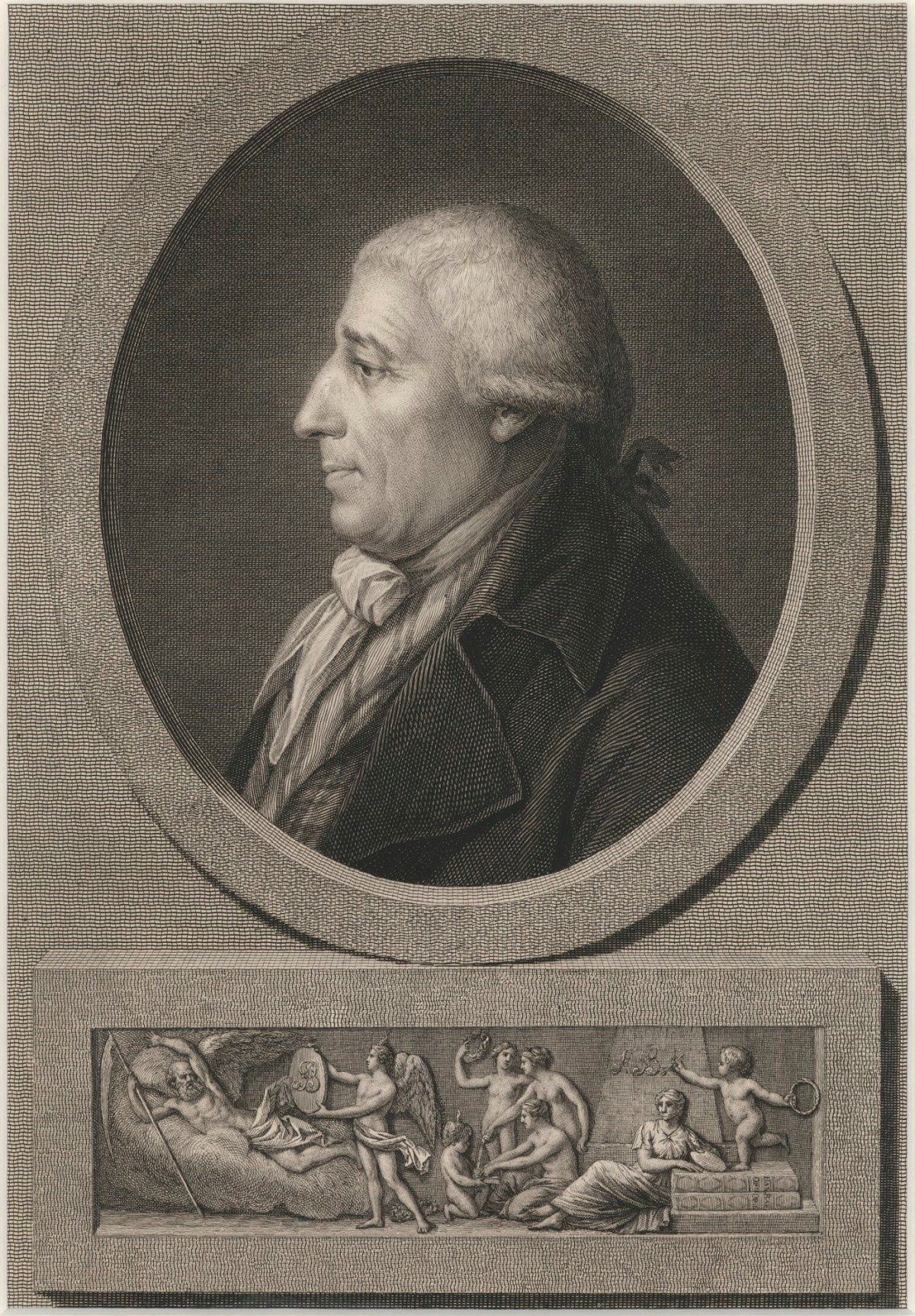 Pierre Noël Violet, Portrait of Francesco Bartolozzi with allegorical frieze