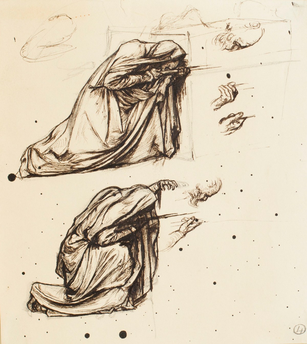 Henry Hugh Armstead RA, Two studies of a crouching figure and other details