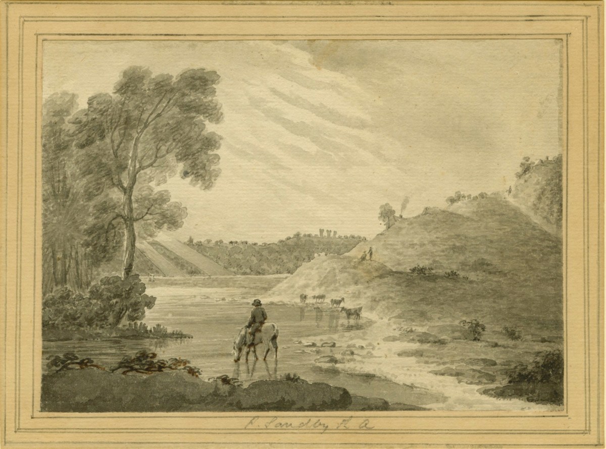 Paul Sandby RA, A Rider Watering his Horse by a Lake