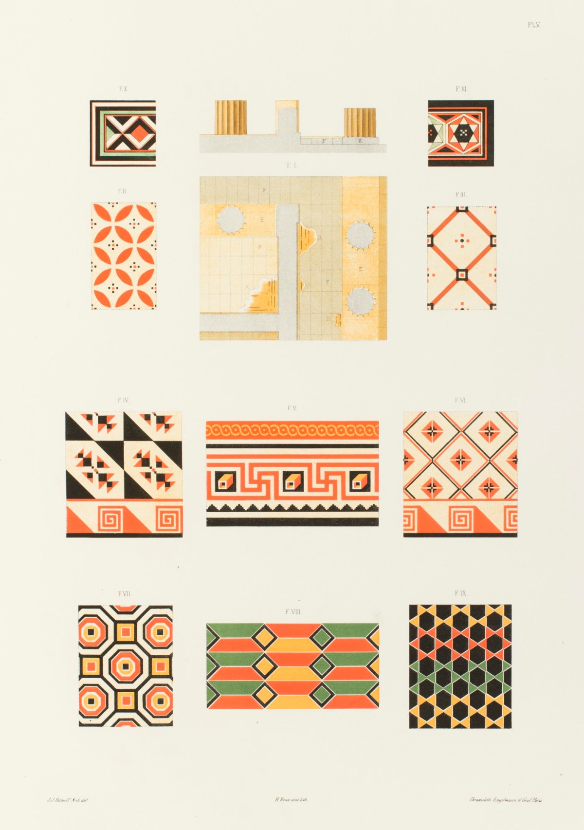 Jakob Ignaz Hittorff, Fragments de pavés en stuc et en mosaïque, de la Sicile et de Pompéi